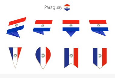 Paraguay ulusal bayrak koleksiyonu, Paraguay vektör bayraklarının sekiz versiyonu. Vektör illüstrasyonu.