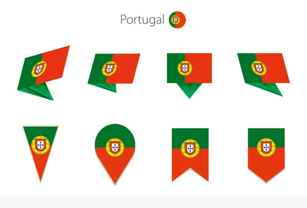 Portugal Nationell Flaggsamling Åtta Versioner Portugals Vektorflaggor Vektorillustration — Stock vektor