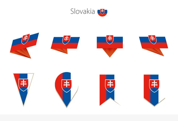 Raccolta Bandiera Nazionale Slovacca Otto Versioni Bandiere Vettoriali Slovacche Illustrazione — Vettoriale Stock