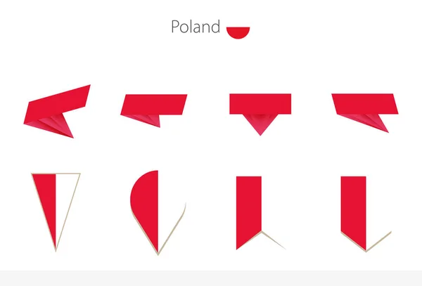 Polen Nationale Vlag Collectie Acht Versies Van Polen Vector Vlaggen — Stockvector