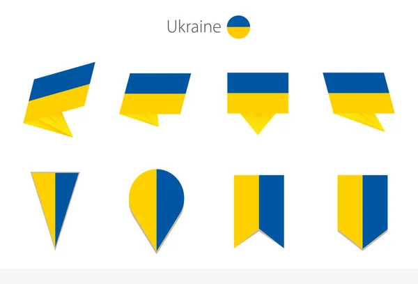 Ucraina Raccolta Bandiera Nazionale Otto Versioni Ucraina Bandiere Vettoriali Illustrazione — Vettoriale Stock