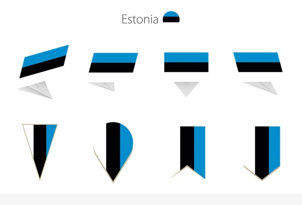 Zbiór Bander Narodowych Estonii Osiem Wersji Bander Wektorowych Estonii Ilustracja — Wektor stockowy