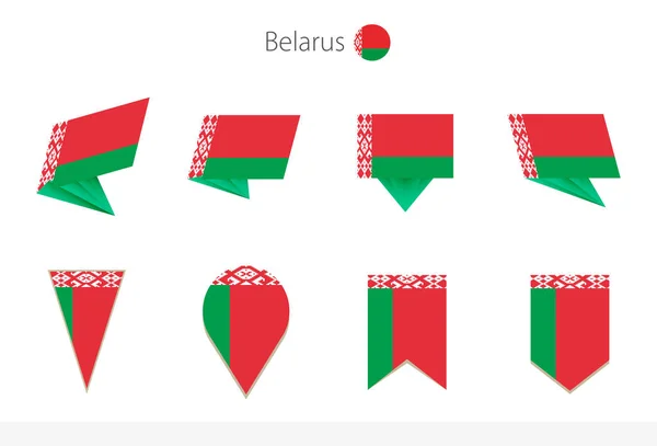 Běloruská Národní Sbírka Vlajek Osm Verzí Běloruských Vektorových Vlajek Vektorová — Stockový vektor