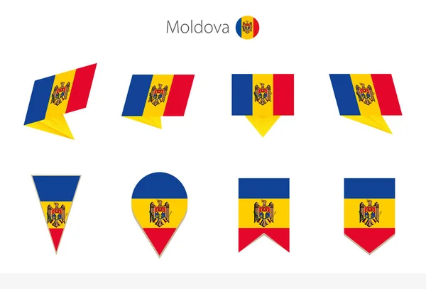 Colección Bandera Nacional Moldavia Ocho Versiones Banderas Vectoriales Moldavia Ilustración — Vector de stock