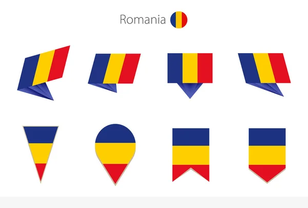 Εθνική Σημαία Ρουμανίας Συλλογή Οκτώ Εκδόσεις Της Ρουμανίας Σημαίες Διάνυσμα — Διανυσματικό Αρχείο