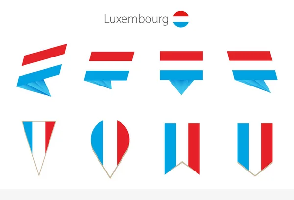 Luxemburg Nationale Vlaggenverzameling Acht Versies Van Luxemburgse Vectorvlaggen Vectorillustratie — Stockvector