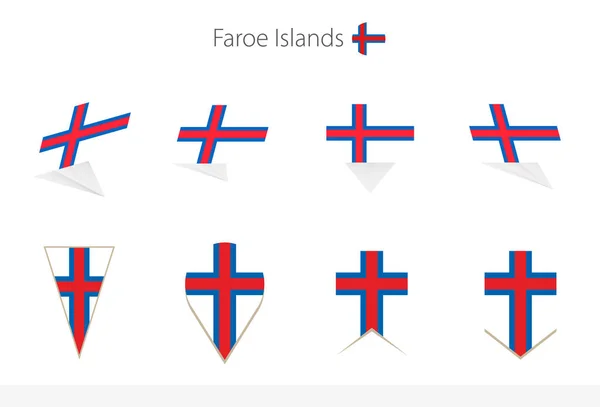 Colección Nacional Banderas Las Islas Feroe Ocho Versiones Banderas Vectoriales — Vector de stock