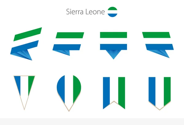 Sierra Leones Flaggsamling Åtta Versioner Sierra Leones Vektorflaggor Vektorillustration — Stock vektor