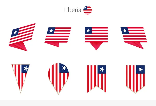 Liberia Colección Bandera Nacional Ocho Versiones Las Banderas Vectoriales Liberia — Vector de stock