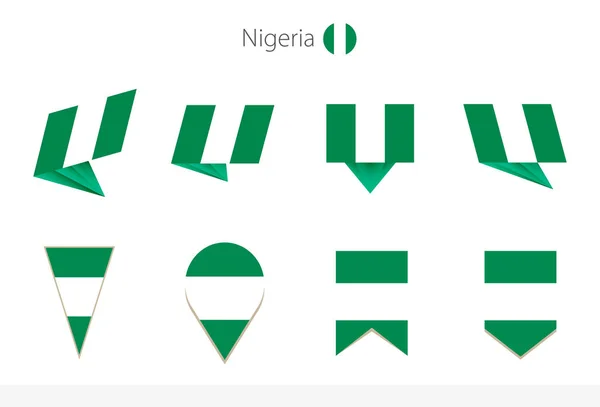 Nigeria Colección Bandera Nacional Ocho Versiones Nigeria Banderas Vectoriales Ilustración — Vector de stock