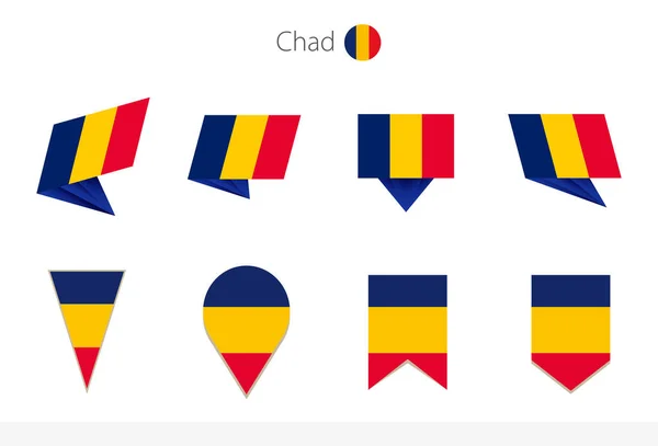 Chad Colección Banderas Nacionales Ocho Versiones Banderas Vectoriales Chad Ilustración — Vector de stock