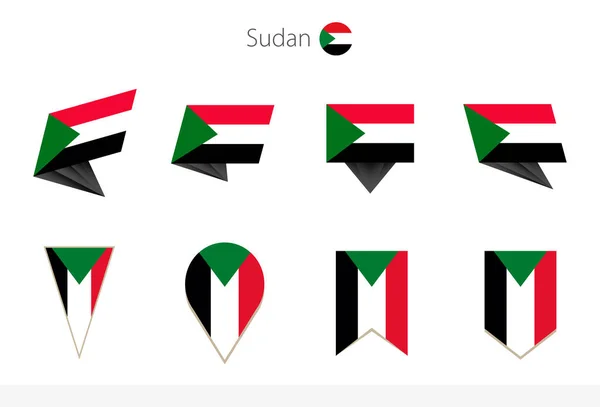 Sudans Nationalflaggensammlung Acht Versionen Der Sudanesischen Vektorfahnen Vektorillustration — Stockvektor