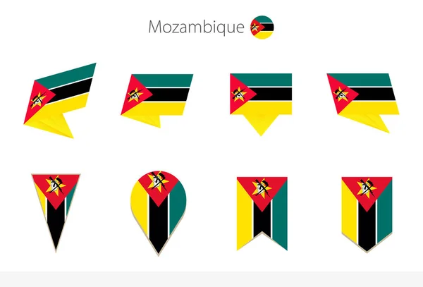 Coleção Bandeira Nacional Moçambique Oito Versões Bandeiras Vetoriais Moçambique Ilustração — Vetor de Stock