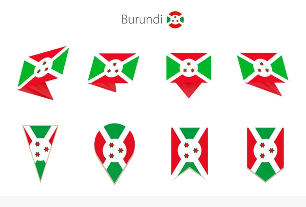 Burundi Nationale Vlag Collectie Acht Versies Van Burundi Vector Vlaggen — Stockvector