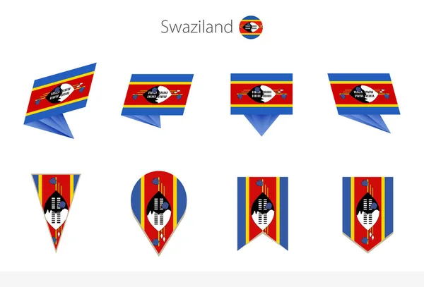 Colección Nacional Bandera Suazilandia Ocho Versiones Banderas Vectoriales Suazilandia Ilustración — Vector de stock