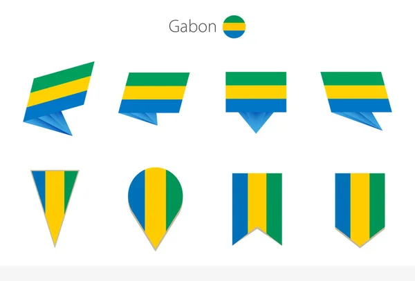 Συλλογή Εθνικών Σημαιών Γκαμπόν Οκτώ Εκδοχές Σημαιών Φορέων Γκαμπόν Εικονογράφηση — Διανυσματικό Αρχείο