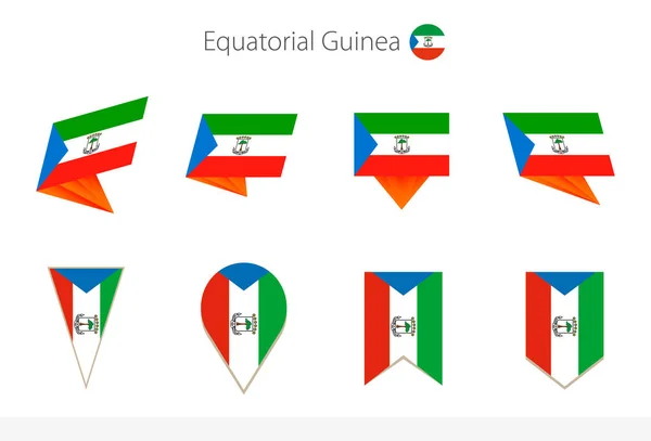 Colección Banderas Nacionales Guinea Ecuatorial Ocho Versiones Banderas Vectoriales Guinea — Vector de stock