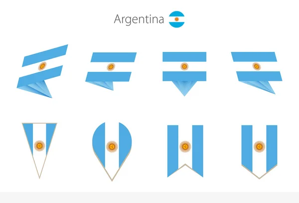 Colección Banderas Nacionales Argentina Ocho Versiones Banderas Vectoriales Argentina Ilustración — Archivo Imágenes Vectoriales