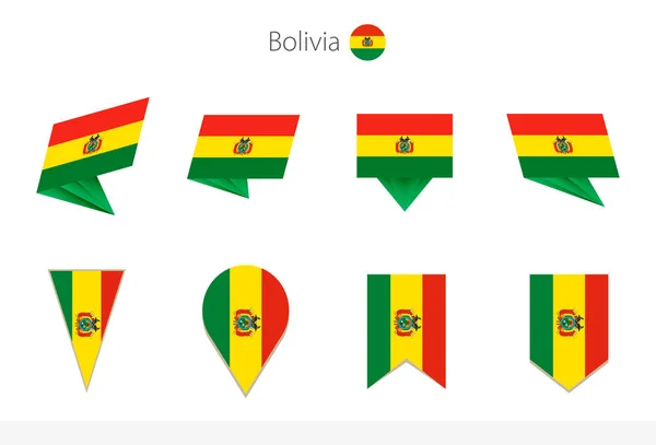 Коллекция Национальных Флагов Боливии Восемь Версий Векторных Флагов Боливии Векторная — стоковый вектор