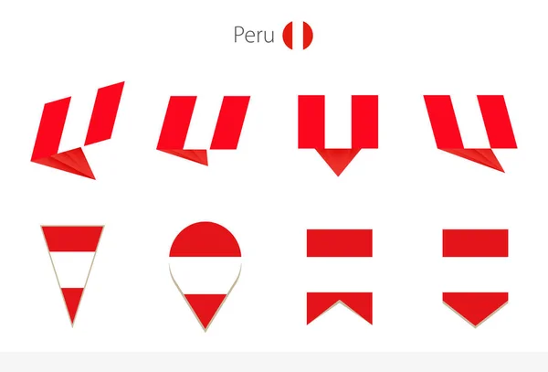 Collezione Bandiere Nazionali Del Perù Otto Versioni Bandiere Vettoriali Del — Vettoriale Stock