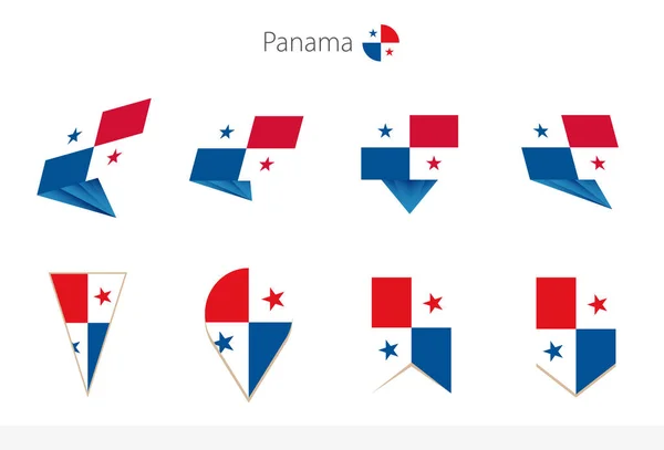 Panama Nationale Vlag Collectie Acht Versies Van Panama Vector Vlaggen — Stockvector