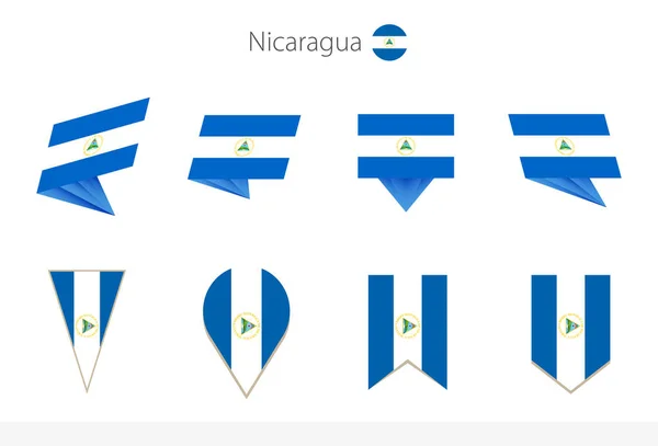 Nicaragua National Flag Collection Eight Versions Nicaragua Vector Flags Vector — Stock Vector