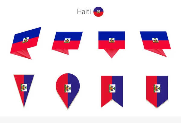 Colección Banderas Nacionales Haití Ocho Versiones Banderas Vectoriales Haití Ilustración — Vector de stock