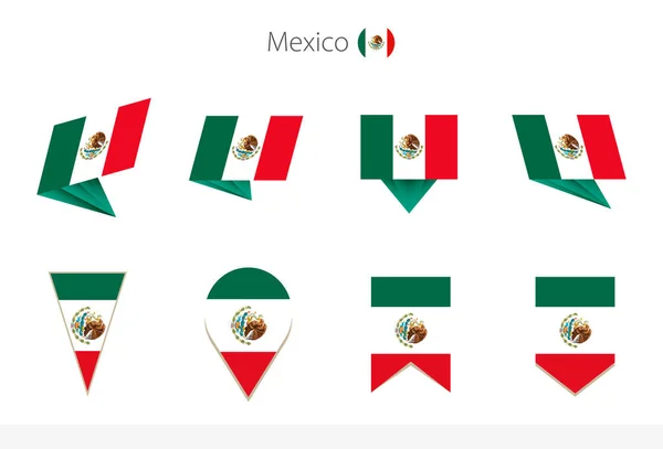 Colección Bandera Nacional México Ocho Versiones Banderas Vectoriales México Ilustración — Archivo Imágenes Vectoriales