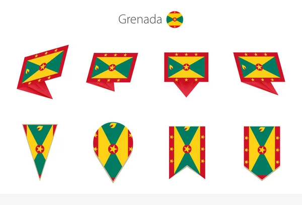 Collezione Bandiere Nazionali Grenada Otto Versioni Bandiere Vettoriali Grenada Illustrazione — Vettoriale Stock