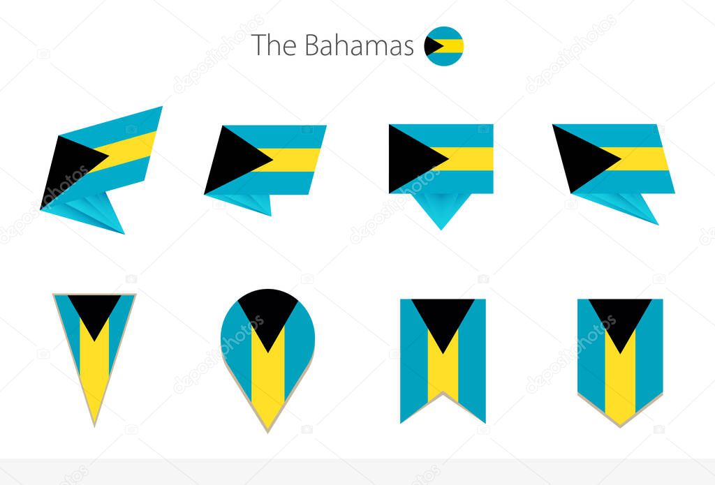 Bahamas national flag collection, eight versions of Bahamas vector flags. Vector illustration.