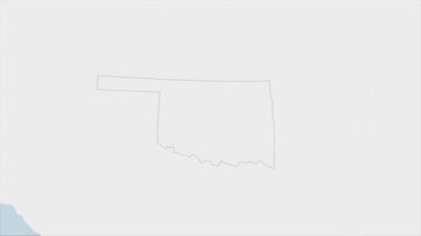 Oklahoma eyalet haritası Oklahoma bayrak renkleri ve ülkenin başkenti Oklahoma 'nın broşu ve komşu eyaletlerle haritası ile vurgulandı.