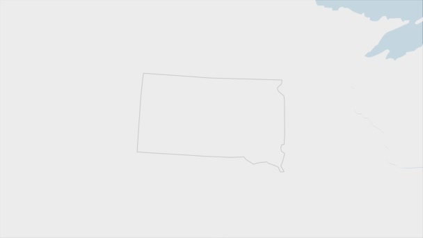 State South Dakota Mapa Destacado Cores Bandeira Dakota Sul Pino — Vídeo de Stock