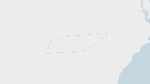 Mapa Del Estado Tennessee Resaltado Los Colores Bandera Tennessee Pin — Vídeo de stock