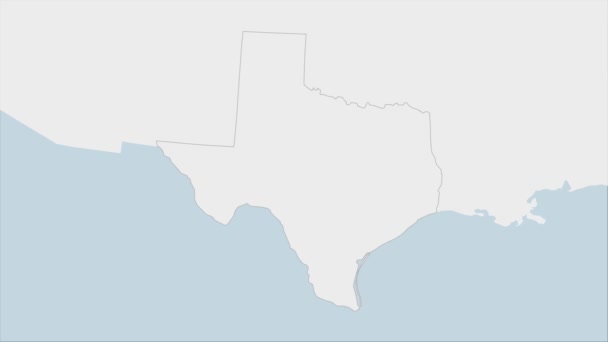 Mappa State Texas Evidenziata Nei Colori Della Bandiera Texana Nella — Video Stock