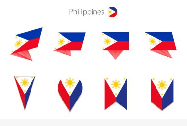 Filipinler ulusal bayrak koleksiyonu, Filipin vektör bayraklarının sekiz versiyonu. Vektör illüstrasyonu.