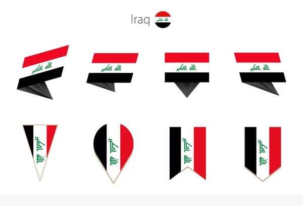 Collezione Bandiere Nazionali Irachene Otto Versioni Bandiere Vettoriali Irachene Illustrazione — Vettoriale Stock
