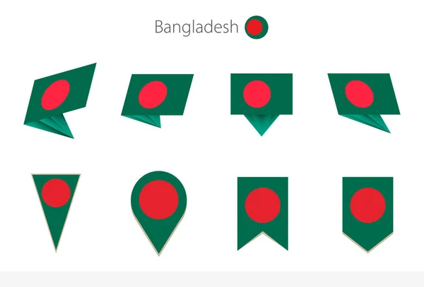 Коллекция Флагов Бангладеш Восемь Версий Векторных Флагов Бангладеш Векторная Иллюстрация — стоковый вектор