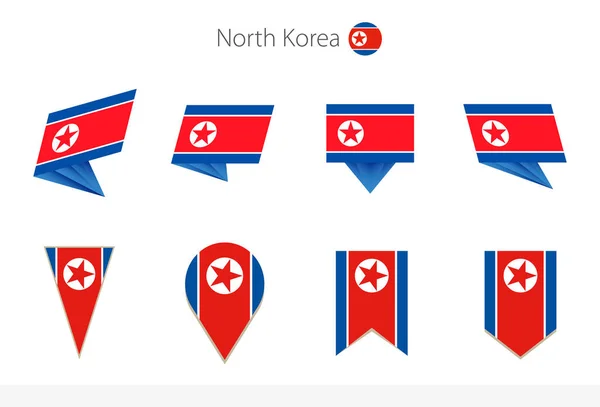 Kolekcja Flag Narodowych Korei Północnej Osiem Wersji Flag Wektorowych Korei — Wektor stockowy