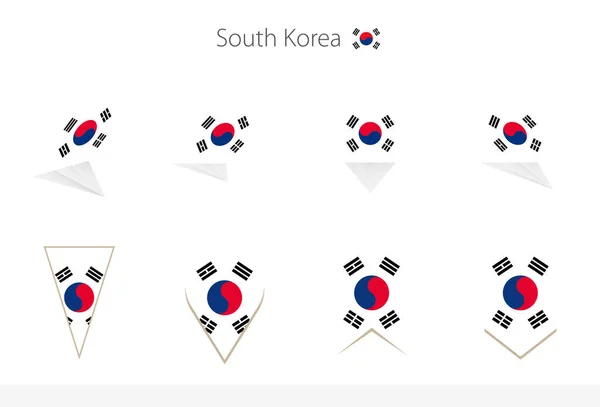 Sammlung Südkoreanischer Nationalflaggen Acht Versionen Südkoreanischer Vektorflaggen Vektorillustration — Stockvektor