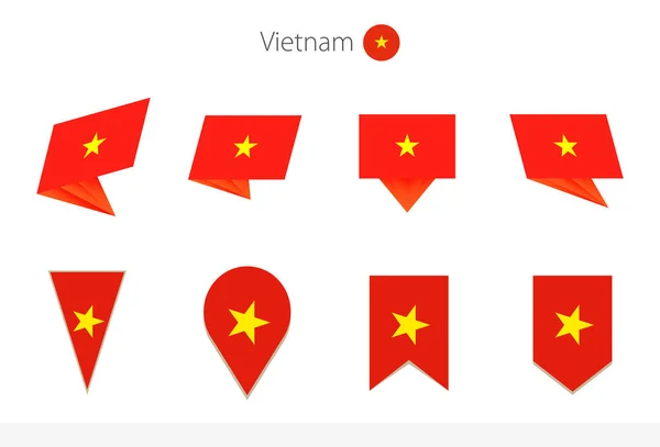 Coleção Bandeira Nacional Vietnã Oito Versões Bandeiras Vetoriais Vietnã Ilustração — Vetor de Stock