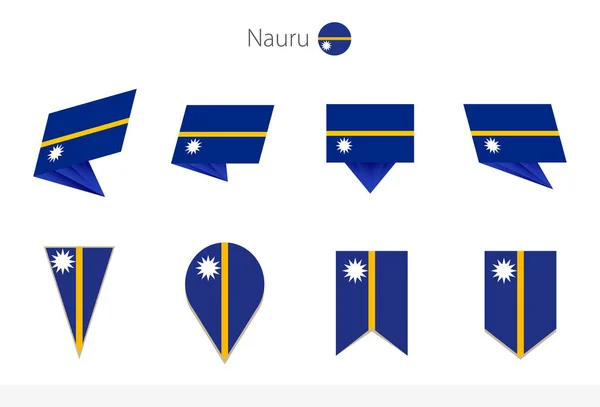 Colección Banderas Nacionales Nauru Ocho Versiones Banderas Vectoriales Nauru Ilustración — Vector de stock