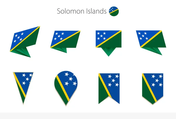 Nationalflaggensammlung Der Salomonen Acht Versionen Der Salomonen Vektorflaggen Vektorillustration — Stockvektor
