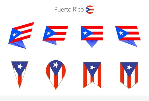 Colección Banderas Nacionales Puerto Rico Ocho Versiones Banderas Vectoriales Puerto — Archivo Imágenes Vectoriales