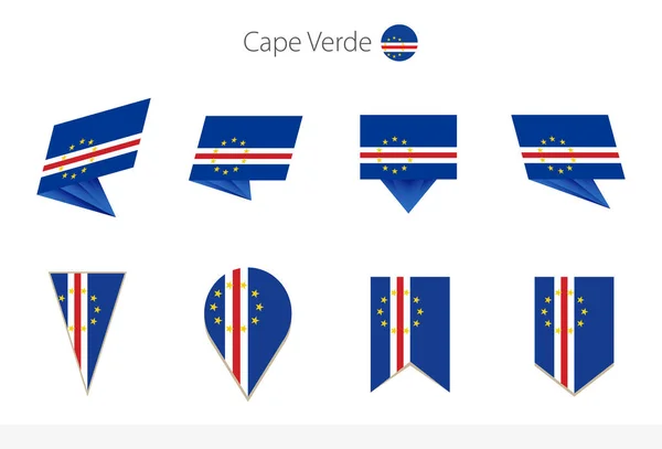 Kaapverdië Nationale Vlag Collectie Acht Versies Van Kaapverdië Vector Vlaggen — Stockvector