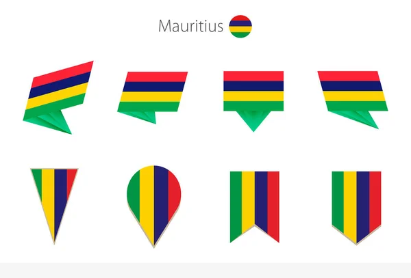 Kolekcja Flag Narodowych Mauritiusa Osiem Wersji Flag Wektorowych Mauritiusa Ilustracja — Wektor stockowy