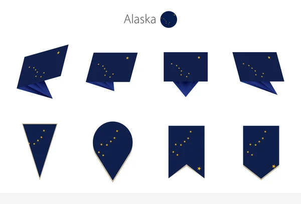 Alaska Amerikaanse Vlag Collectie Acht Versies Van Alaska Vector Vlaggen — Stockvector