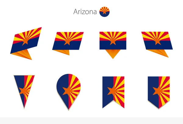 Arizona State Flag Collection Eight Versions Arizona Vector Flags Ilustración — Archivo Imágenes Vectoriales