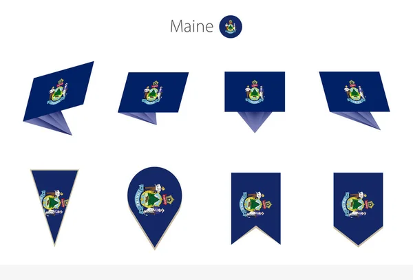 Maine State Flag Collection Eight Versions Maine Vector Flags Vector — Stock Vector