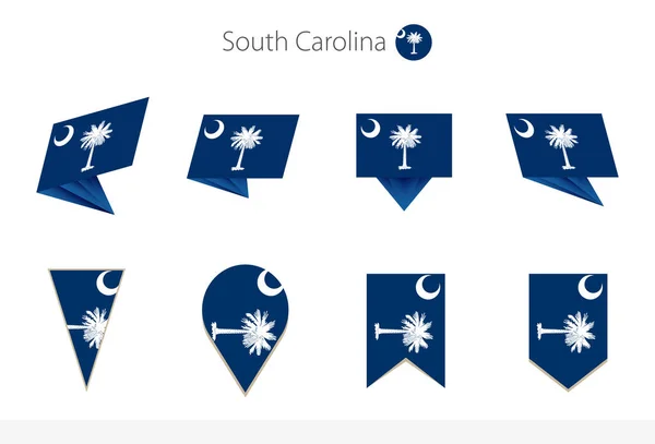 South Carolina State Flag Collection Oito Versões Bandeiras Vetoriais Carolina — Vetor de Stock