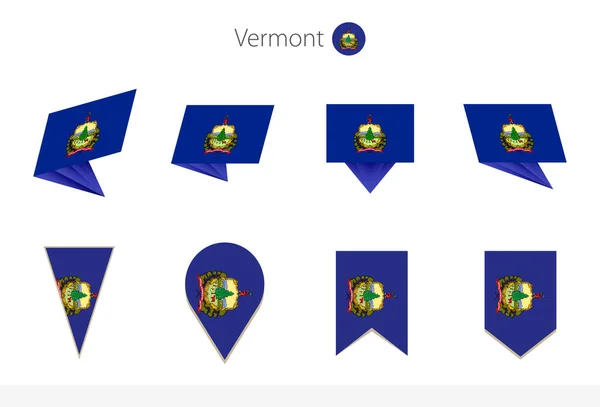 Vermont State Flag Collection Eight Versions Vermont Vector Flags Vector — Stock Vector
